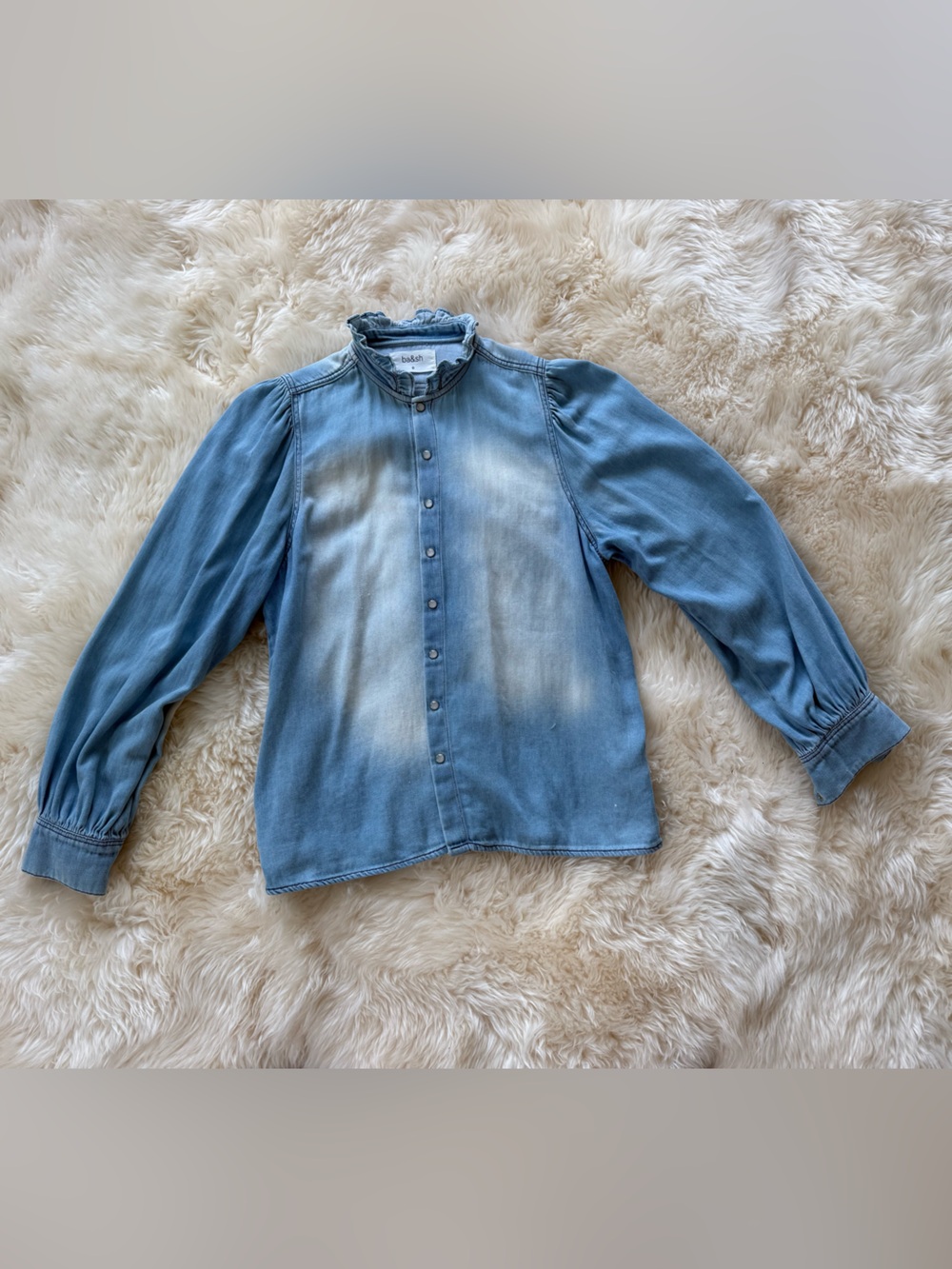 ba&sh Light Blue Denim Button-Front Top - Picture 1 of 4